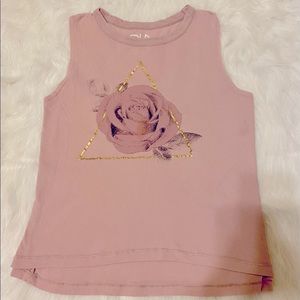 Chaser Rose in Gold Triangle Tank! Good Condition! Size M